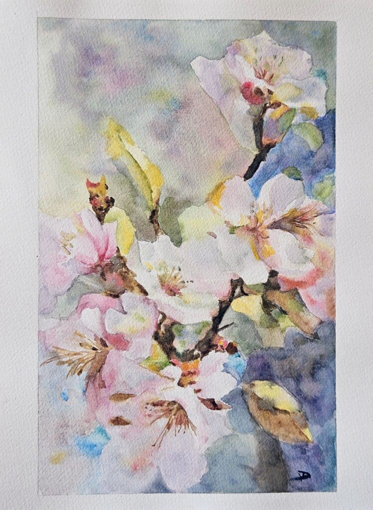 Peinture réalisée pendant le cours d’expression et d’expérimentation en peinture avec Anna