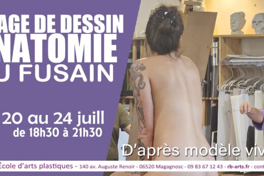 Stage de dessin anatomique de nu au fusain à Grasse 