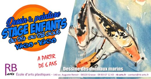 Stage de dessin et aquarelle pour enfants à Grasse – Dessine et peins les poissons et animaux marins
