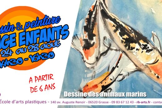 Stage de dessin et aquarelle pour enfants à Grasse – Dessine et peins les poissons et animaux marins