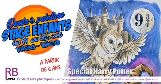 Stage de dessin et aquarelle Harry Potter pour enfants à Grasse pendant les vacances de la Toussaint