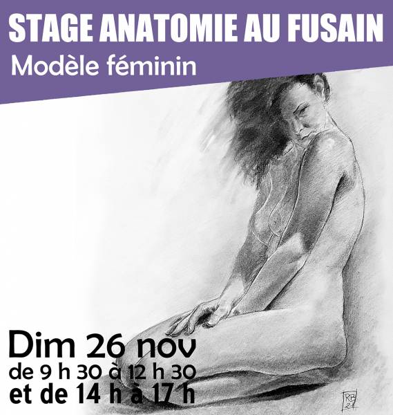 Stage de dessin de nu académique féminin au fusain tout niveau à Grasse 06